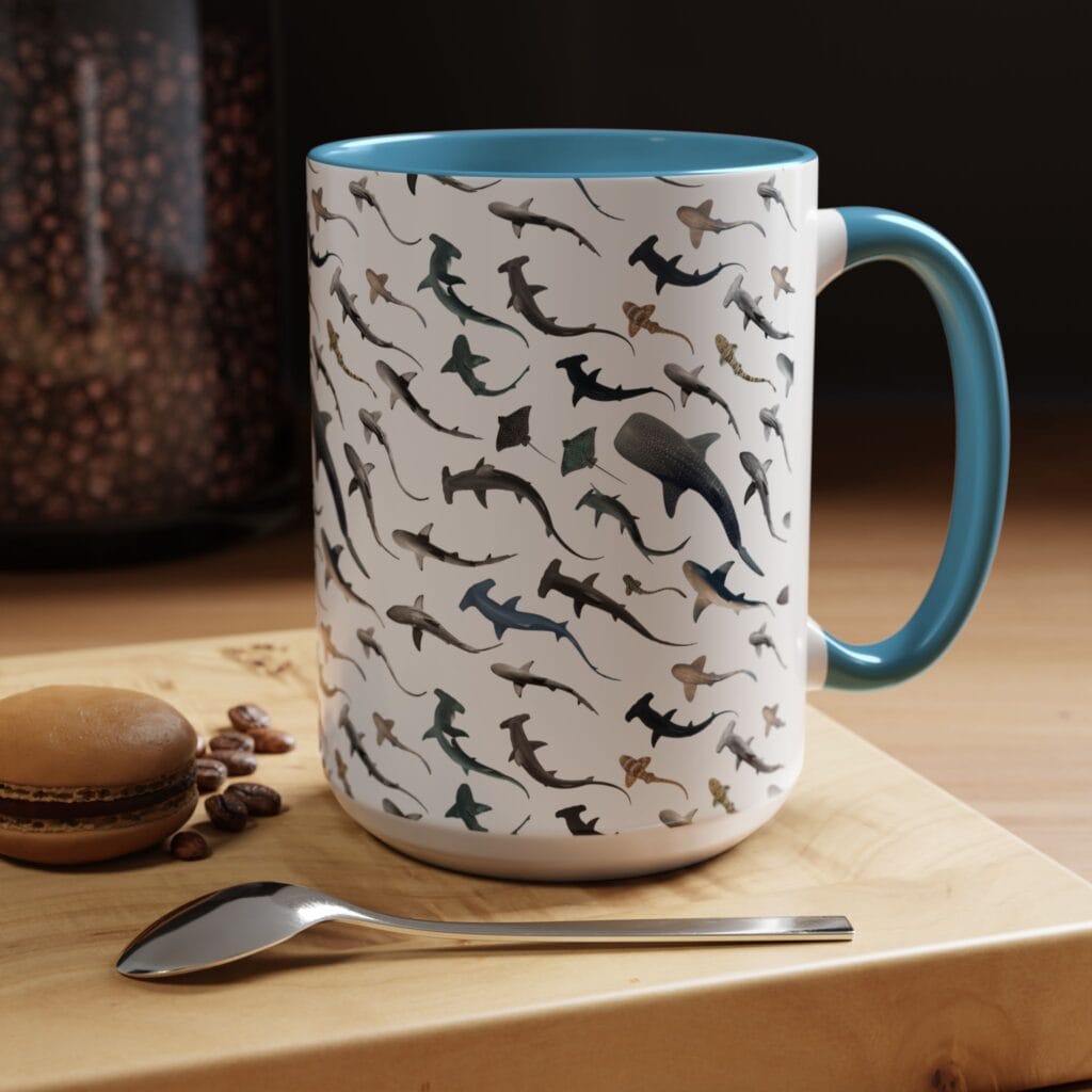 Birthday Shark Crew Coffee Mug | Custom 50th Celebration Gift | Fun Beach Party Drinkware, Unique Present for Aquatic Lovers