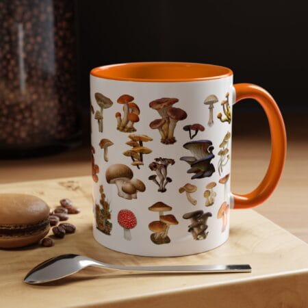 Mushroom Accent Coffee Mug, Unique Fungi Design, Gift for Nature Lovers, Fungi Lover for Coffee and Tea,Gift for Forager,Boho Mushroom Mug