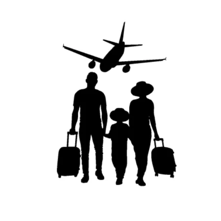 Family vacation bundles SVG.Silhouette family vacation svg.Travel family airport.Travelers Suitcases svg.Family silhouette vector svg