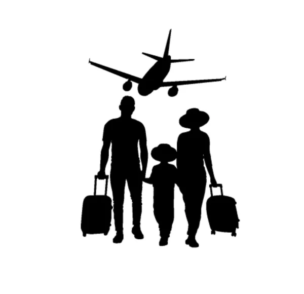 Family vacation bundles SVG.Silhouette family vacation svg.Travel family airport.Travelers Suitcases svg.Family silhouette vector svg