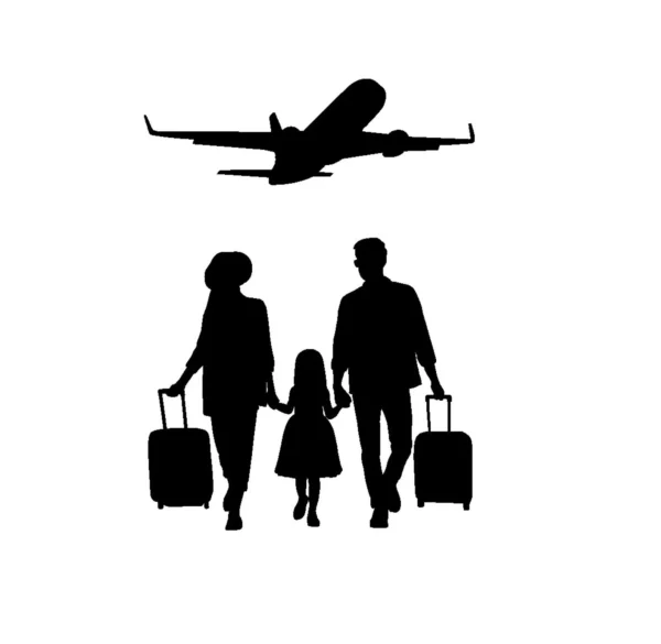 Family vacation bundles SVG.Silhouette family vacation svg.Travel family airport.Travelers Suitcases svg.Family silhouette vector svg